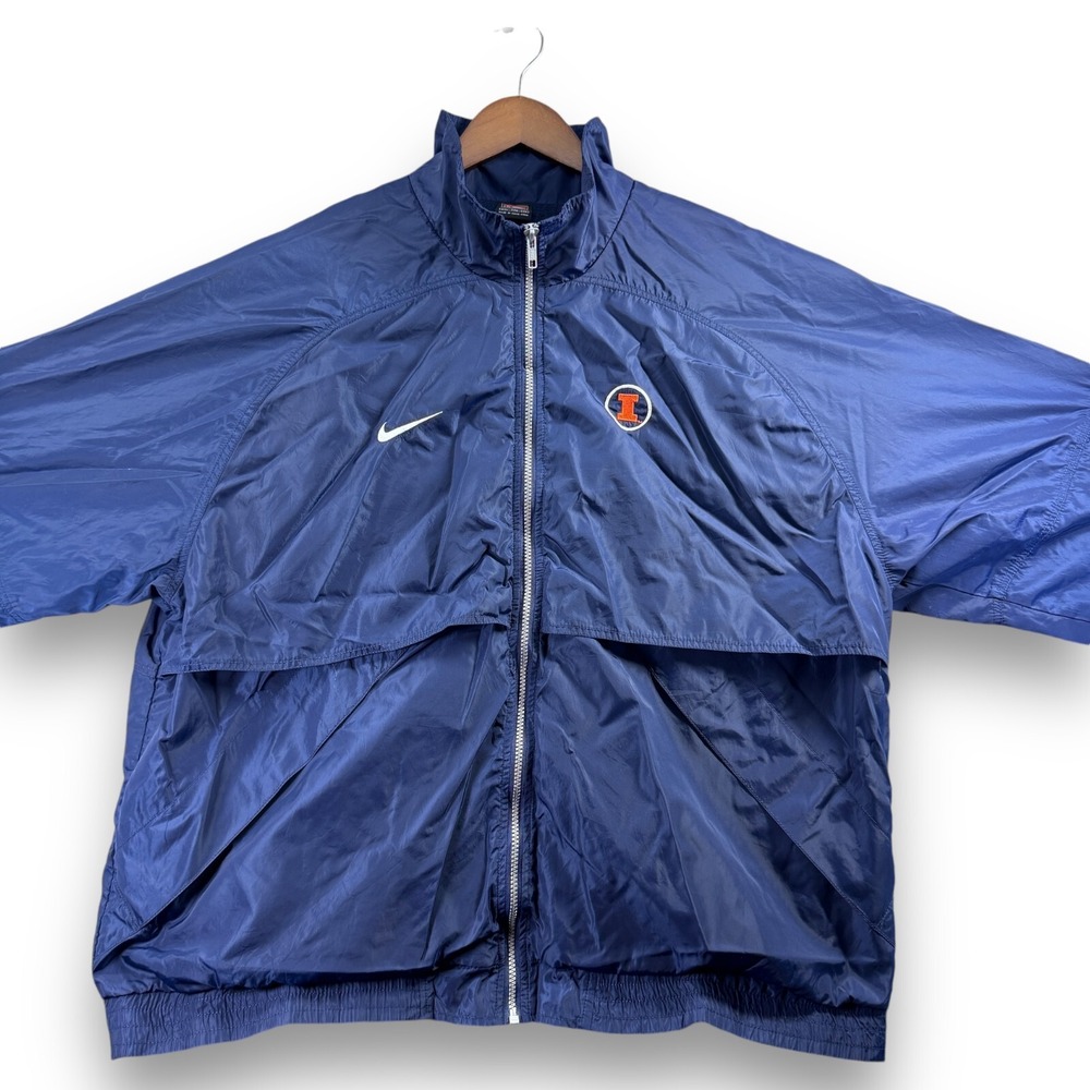 Nike Team Men's XXL 2XL Full Zip Illinois College Long Sleeve Windbreaker Jacket